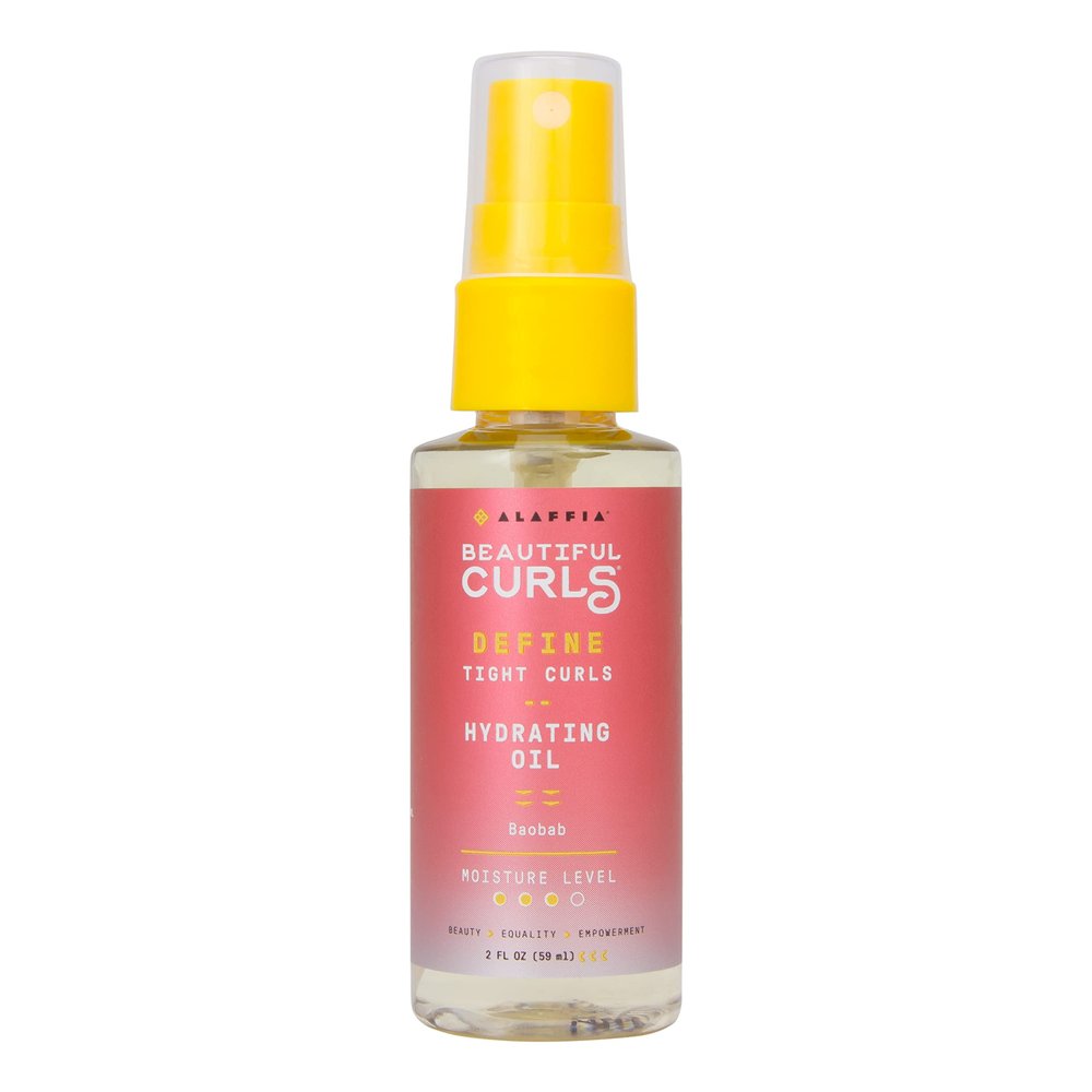 Alaffia Hair Care, Beautiful Curls Define Hydrating Oil Spray for Tight, Thick Curls, Argan Oil and Baobab, Revitalizes Dry, Damaged Hair, 2 Fl Oz