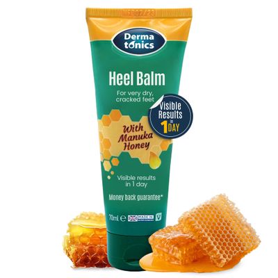Dermatonics Foot Cream for Dry Cracked Heels - 25% Urea with Manuka Honey, Intensive Moisturizing Heel Treatment, Callus Remover, Exfoliating Care for Rough Feet Elbows Hands - Skin Repair, 2.37 oz
