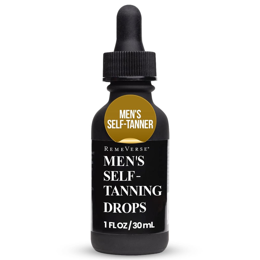 RemeVerse Mens Self-Tanning Drops - Achieve Natural-Looking Even Skin Tone with Customizable Sunless Tanner for Men - Post-Shave Skin Protection - Ideal for All Skin Types and Tones - 1 oz
