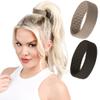 2 Large PONY-O Bendable Hair Ties, Ponytail Holders: for Thicker or Heavy Hair, Secure, Comfortable & Non-Damaging (Black & Light Brown) view 1