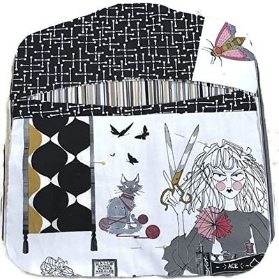 Artisan Cotton Clothespin or Accessory Bag (Scary Seamstress Gothic)