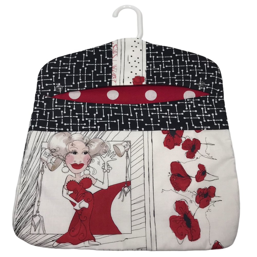 Artisan Cotton Clothespin or Accessory Bag (Red Glam Ladies)