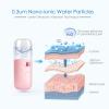 GIVERARE 2 Pack Nano Facial Steamer, Handy Mini Mister, USB Rechargeable Mist Sprayer, 30ml Visual Water Tank Moisturizing&Hydrating for Face, Skin Care, Eyelash Extensions-Pink view 2