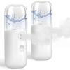 GIVERARE 2 Pack Nano Facial Steamer, Handy Mini Mister, USB Rechargeable Mist Sprayer, 30ml Visual Water Tank Moisturizing&Hydrating for Face, Skin Care, Eyelash Extensionss-White view 1