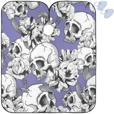 visesunny Barber Cape Purple Skull Polyester Hair Cutting Salon Cape Apron Anti-Static Haircut Water-Resistant Shaving Cloth Beard Shaving Bib Hairdressing Cape