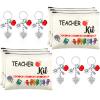 12 Pcs Teacher Appreciation Gift Bulk 6 Makeup Bags Cosmetic Pouch and 6 Keychains Valentines Graduation Gifts for Teacher Women(White,Simple Style) view 1