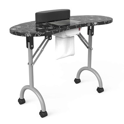 Manicure Nail Table - Portable Folding Nail Station, Manicure Table Nail Tables for Technician, Nail Desk Dust Collector, 4 Lockable Wheels, Carrying Bag 35.4inch x 14.5inch x 28.7inch, Black&white