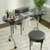 Manicure Nail Table - Portable Folding Nail Station, Manicure Table Nail Tables for Technician, Nail Desk Dust Collector, 4 Lockable Wheels, Carrying Bag 35.4inch x 14.5inch x 28.7inch, Black&white view 2