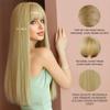 7JHH WIGS Blonde Wig With Bang For Women Long Straight Blonde Wig Synthetic Wig For Girl Emo Cosplay And Daily Use23" Blonde view 2