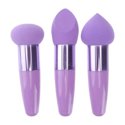 3Pcs Foundation Sponge Puff Mushroom Head Cosmetic Blending Sponge Makeup Puff Facial Sponge BB Cream Foundation Makeup (Purple)