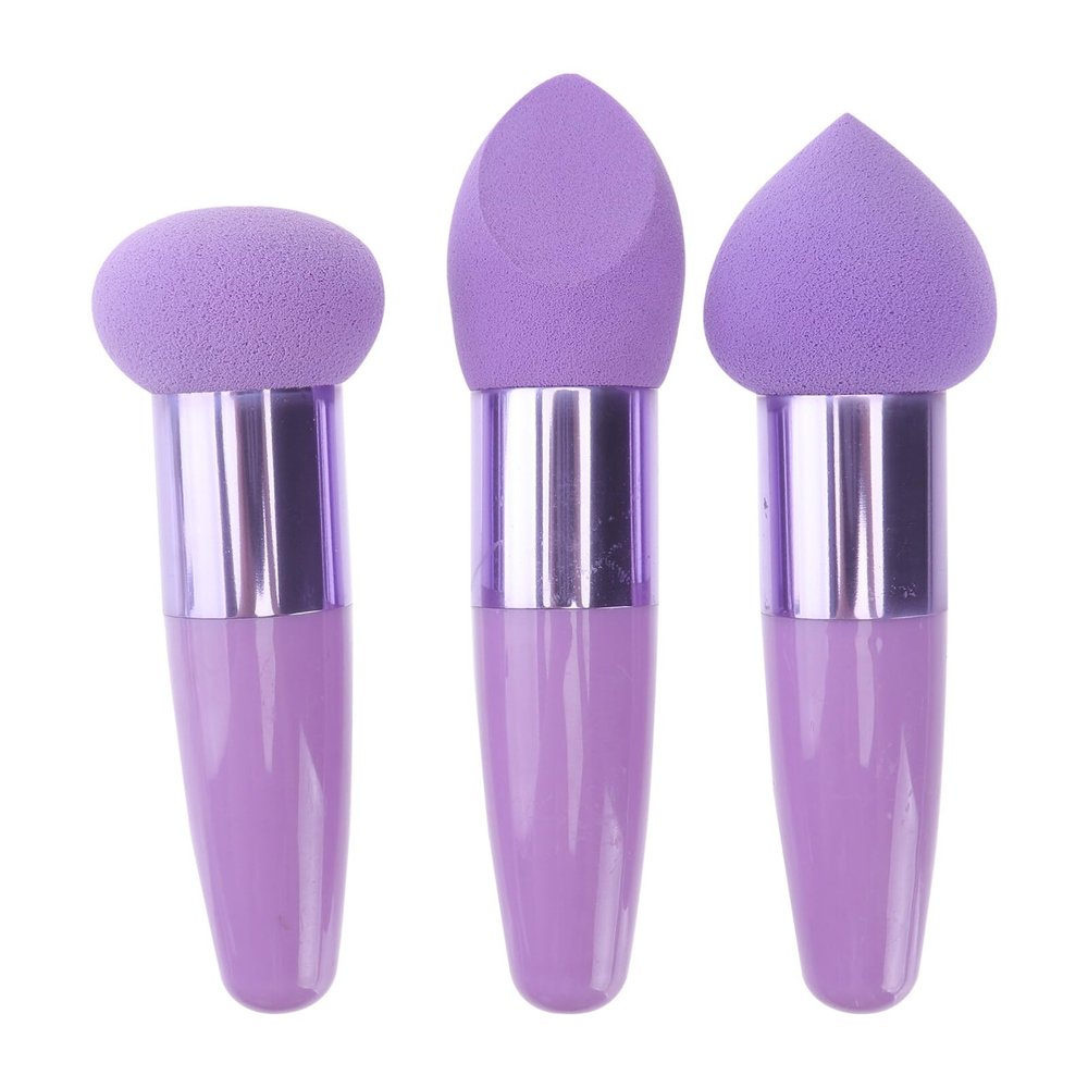 3Pcs Foundation Sponge Puff Mushroom Head Cosmetic Blending Sponge Makeup Puff Facial Sponge BB Cream Foundation Makeup (Purple)