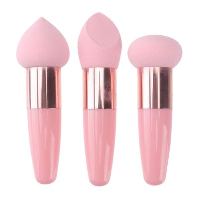 3Pcs Foundation Sponge Puff Mushroom Head Cosmetic Blending Sponge Makeup Puff Facial Sponge BB Cream Foundation Makeup (Pink)