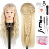 Beauty Star Mannequin Head with 80% Real Human Hair, Doll Head for Hair Styling, Cosmetology Training Manikin Practice Head with Clamp Stand and Braiding Kit (Suitable for Straightening, Curling) view 1