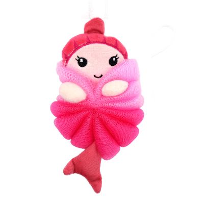 Cute Unicorn Kids Bath Loofahs Balls for Baby Girls Boys Mesh Shower Ball Pouf Exfoliating Bath Sponge Body Cleaner Bath Accessories (Pink Mermaid)