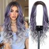 Esmee 24 Inches Ombre Purple to Grey Wigs for Women Synthetic Heat Resistant Fiber Natural Long Wave Wigs for Daily Party Cosplay Wear view 1