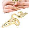 Women Fingernail Rings, Rhinestones Nail Cover Ring, Fashionable Finger Manicure Jewelry, Finger Nail Rings for Nail Art Decoration(Gold) view 2