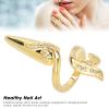 Women Fingernail Rings, Rhinestones Nail Cover Ring, Fashionable Finger Manicure Jewelry, Finger Nail Rings for Nail Art Decoration(Gold) view 3
