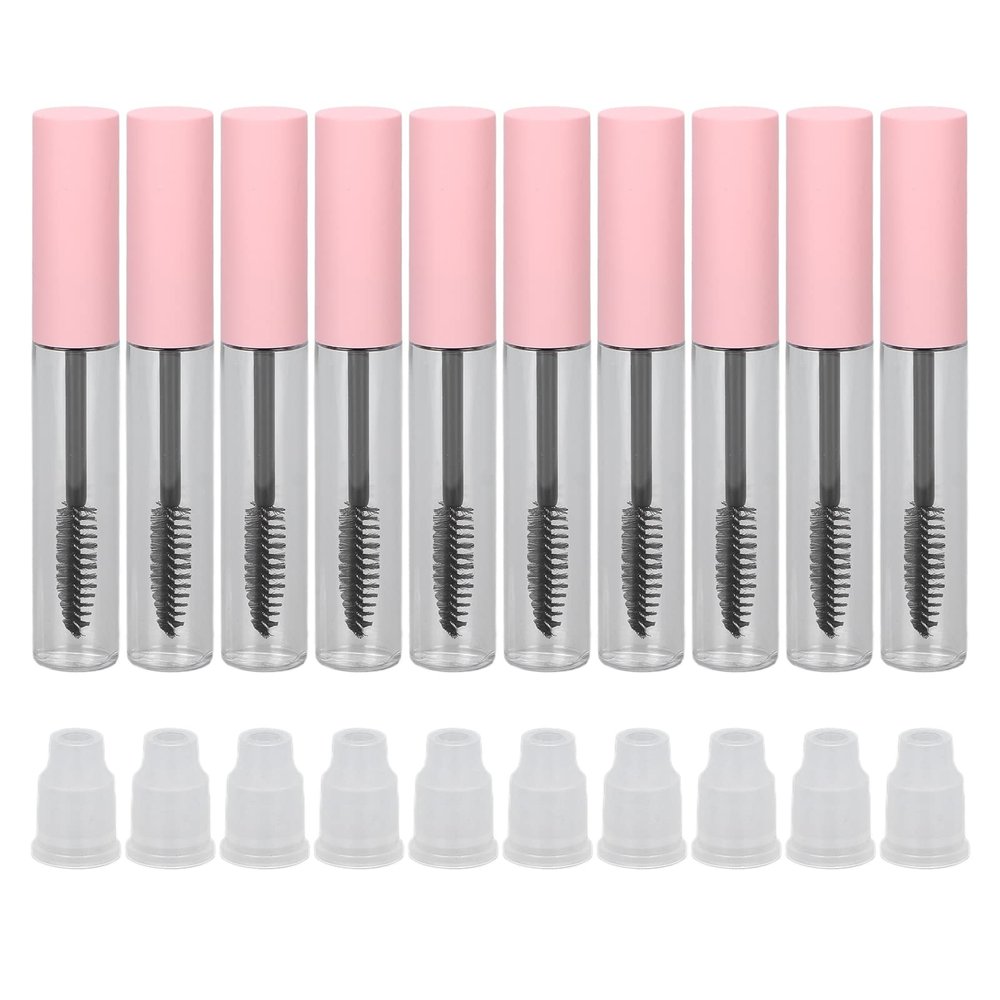10pcs Empty Mascara Tube, Transparent Reusable Plastic Refillable Eyelash Tube for Home and Travel