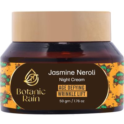 Botanic Rain Organic Night Moisturizer For Women Anti Aging With Jasmine Neroli, Natural Crepey Skin Cream For Aging Skin, Ayurveda Products Suitable For All Skin Type - 1.76 fl oz