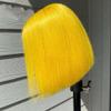 13x4 Human Hair Wigs Yellow Short Lace Front Wigs Middle Part Brazilian Glueless Lace Wig Baby Hair Pre Plucked with Baby Hair for Black Women 16" 150% Density view 3