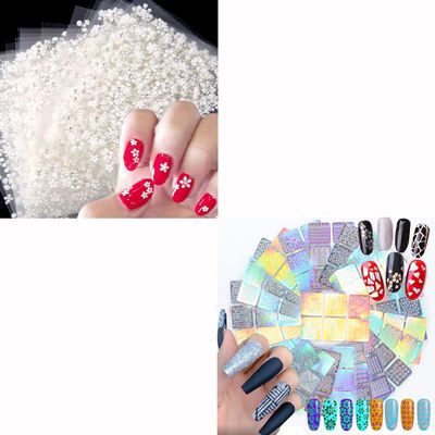 30 Sheets White Flowers Nail Stickers and 24 Sheets Nail Stencils Stickers