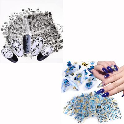 30 Sheets Black Nail Stickers and 24 Sheets Blue Nail Stickers