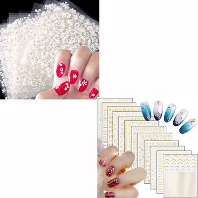 30 Sheets White Nail Stickers and 12 Sheets Gold Nail Stickers