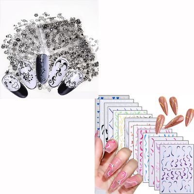 30 Sheets Black Nail Stickers and 14 French Nail Stickers