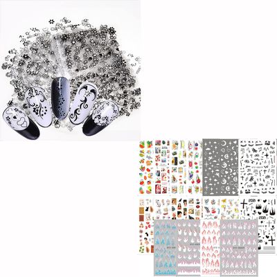 30 Sheets Black Nail Stickers and 18 Sheets Colorful Nail Stickers