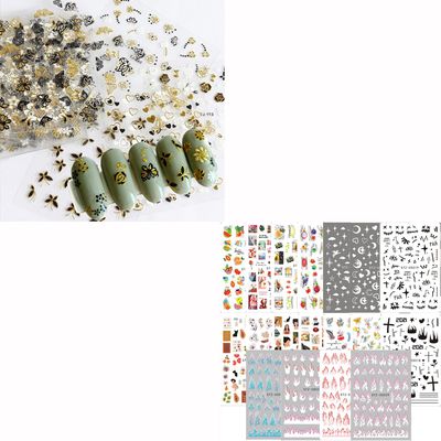 30 Sheets Gold Nail Stickers and 18 Sheets Colorful Nail Stickers
