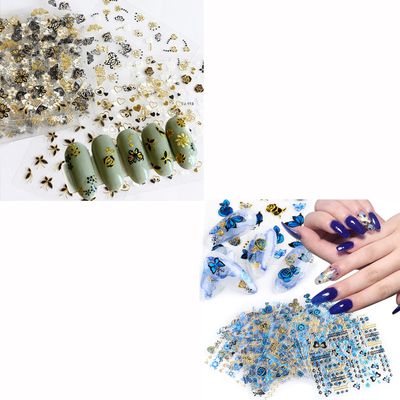 30 Sheets Gold Nail Stickers and 24 Sheets Blue Nail Stickers