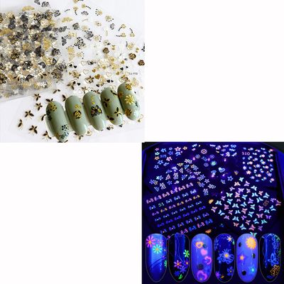 30 Sheets Gold Nail Stickers and 24 Sheets Fluorescent Nail Stickers