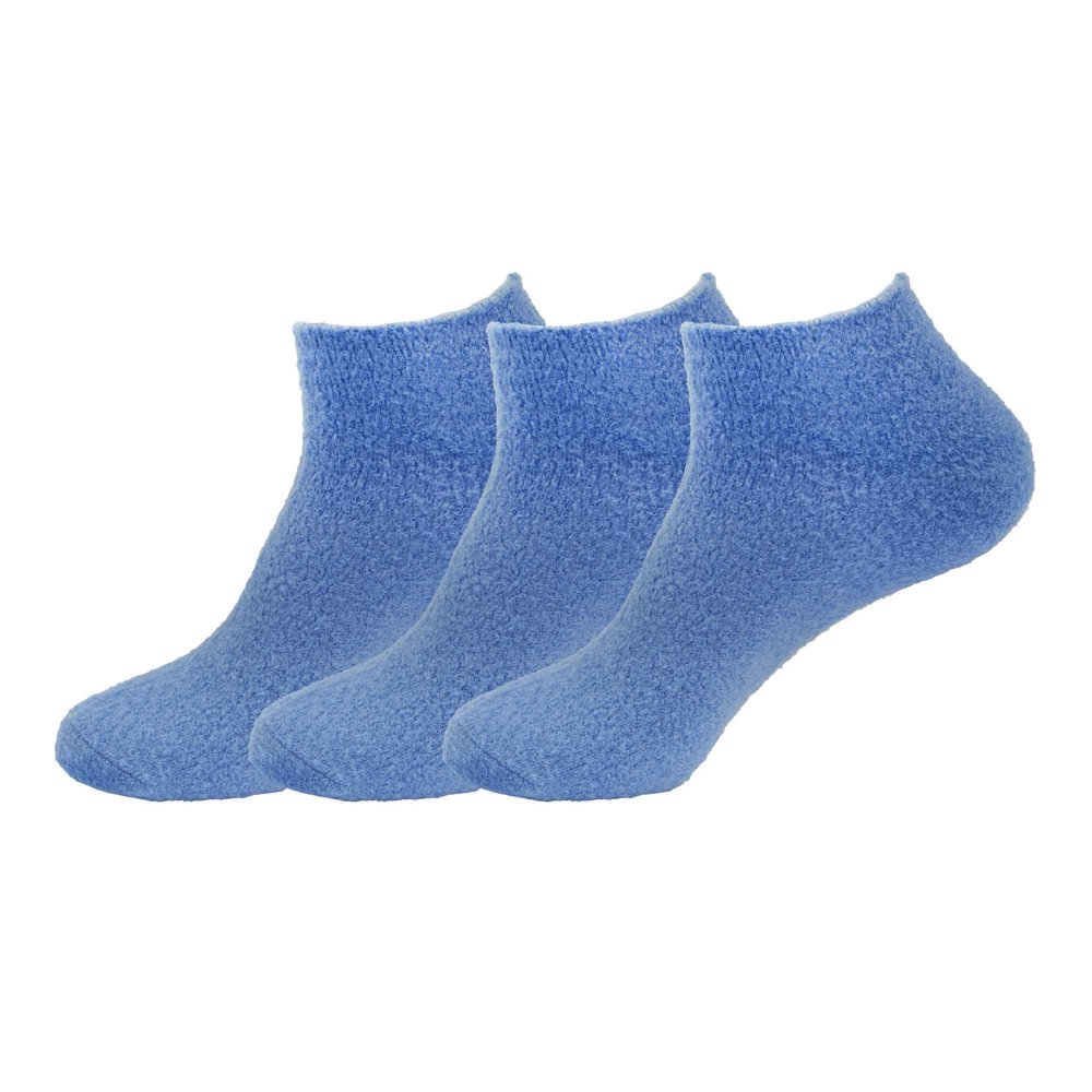 BambooMN Women's Super Soft Aloe Infused Fuzzy Nylon Spa Socks - Size 9-12 - Solid Navy - 3 Pairs