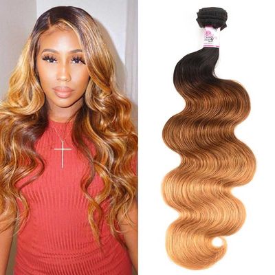 Beauty Forever #1B/4/27 Ombre Color Brazilian Body Wave Bundle 16 Inch10A Grade Ombre Blonde Remy Human Hair Wavy Weaves Hair Extentions Piano Color