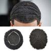 French Lace Afro Wig Black Brazilian Wave Curly Tight Hair System Breathable Natural Mens Toupee Afro-American Black Man Hairpieces (#1B Off Black, 10mm-wave) view 1