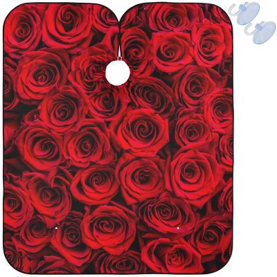 Visesunny Barber Cape - Red Rose Close Texture Polyester Hair Cutting Salon Apron Anti-Static Haircut Water-Resistant Shaving Cloth Beard Shaving Bib