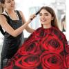 Visesunny Barber Cape - Red Rose Close Texture Polyester Hair Cutting Salon Apron Anti-Static Haircut Water-Resistant Shaving Cloth Beard Shaving Bib view 4