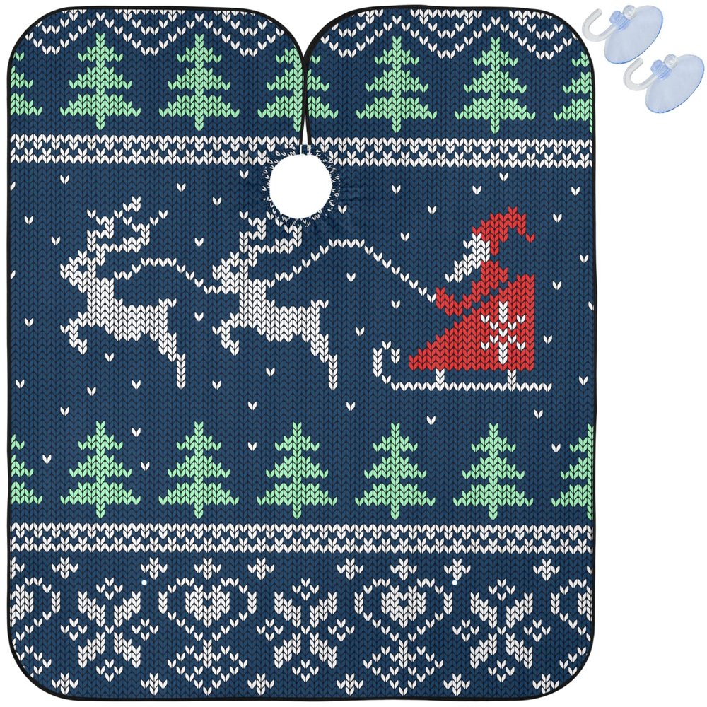 visesunny Christmas Pattern Barber Cape Hair Salon Haircut Gown Hair Cutting Apron with Adjustable Closure Beard Shaving Bib