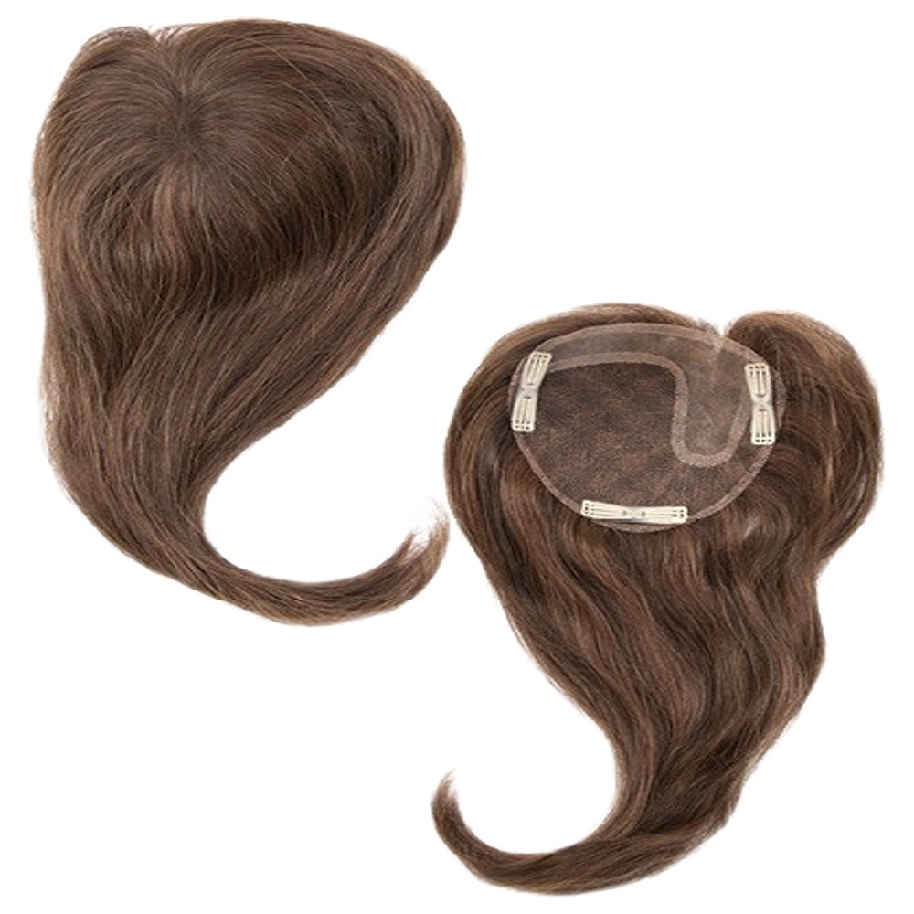 ADD-ON LEFT Human Hair/HF Synthetic Blend Topper by Envy, 5PC Bundle: Topper, 4oz Mara Ray Luxury Shampoo & Conditioner, Wide Tooth Comb, and 19 Page Belle of Hope Guide (Medium Grey)