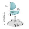 Antlu Saddle Stool Dental Hygienist Chair with Back Support, Rolling Esthetician Saddle Stool for Lash Salon Tattoo Shop Spa Dentist Clinic (with Backrest, Cyan) view 3