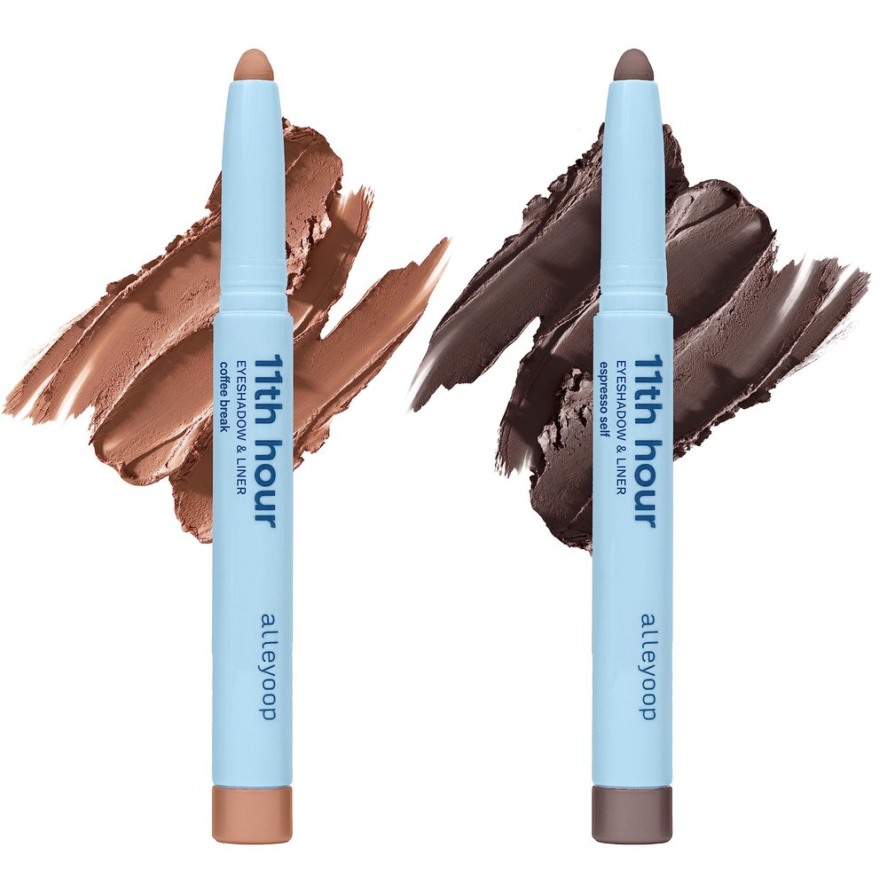 ALLEYOOP 11th Hour Cream Eyeshadow Sticks Bundle - Coffee Break (Matte) & Espresso Self (Matte) - Waterproof, Smudge-Proof, Crease-Proof Eyeshadow for Over 11 Hours