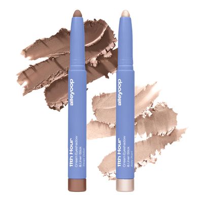 ALLEYOOP 11th Hour Cream Eyeshadow Sticks Bundle - Taupe Dollar (Matte) & Baby Pearl (Shimmer) - Waterproof, Smudge-Proof, Crease-Proof Eyeshadow for Over 11 Hours