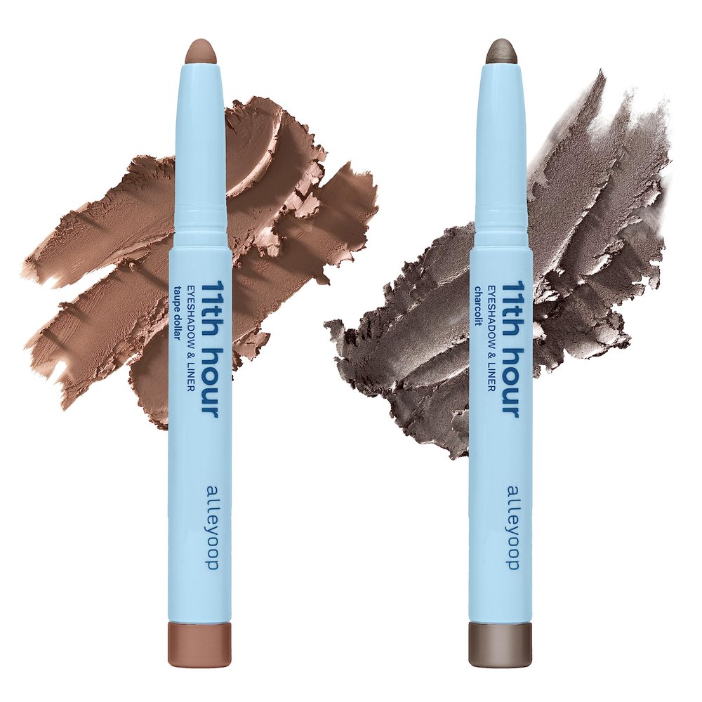 ALLEYOOP 11th Hour Cream Eyeshadow Sticks Bundle - Taupe Dollar (Matte) & Charcolit (Shimmer) - Waterproof, Smudge-Proof, Crease-Proof Eyeshadow for Over 11 Hours