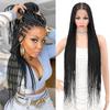 Fecihor Braided Wigs for Women Knotless Braided Lace Front Wigs with Baby Hair Box Braid Wig 13x8 Inches HD Lace Frontal Black Braided Wigs 36 inches view 1