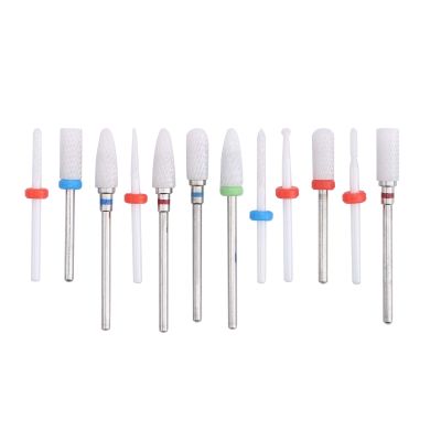 Eujgoov 12pcs Ceramic Milling Cutter Drill Bit Rotary Burrs for Electric Manicure Pedicure Nail File Machine