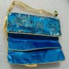 Only My Live Home Jade Handcraft Travel Jewelry Roll Bag 3 Zipper Folding Storage Pouches Silk Brocade Cosmetic Makeup Packaging Clutch Purse Gift (lake blue) view 4