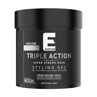 E Elegance Moon Fragrance Triple Action Hair Gel for Men And Women - Super Strong Hold, Extreme Volume, And Long Lasting Shine - Flake Free And Refreshing Fragrance - All Hair Types, 8.45 oz
