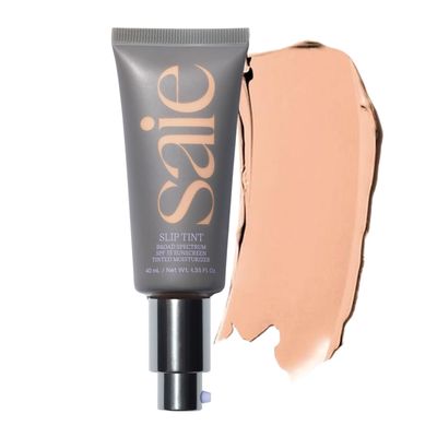Saie Slip Tint Tinted Moisturizer with SPF 35 - Light Coverage, Glowy Skin Tint & Mineral Sunscreen for Face with Hydrating Hyaluronic Acid - Summer Makeup Essential - Shade Three + Half (1.35 oz)