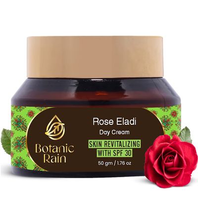 Botanic Rain Natural Face Moisturizer With SPF 30 With Rose And Eladi, Organic Sunscreen For Face, Ayurveda Products For Crepey Skin Repair, 1.76 fl oz (Pack of 1)