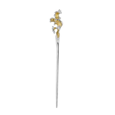 1 Piece Vintage Hair Sticks Hairpin, S925 Sterling Silver Chinese Hair Chopsticks, Mountain Sea Series Neutral Hair Sticks, Goth Hair Bun Eternal Promise Jewelry for Bride Girl Women, Gilded Waves